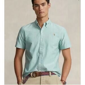 Ralph Lauren Classic Fit Oxford Short Sleeves Shirt in Azure Men's sz. L